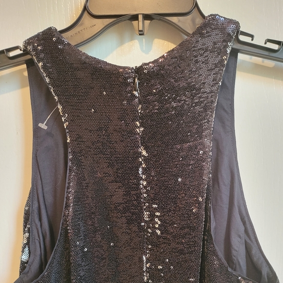 NWT MAJE BLACK/SILVER TWO TONE SEQUIN DRESS - Picture 8 of 10